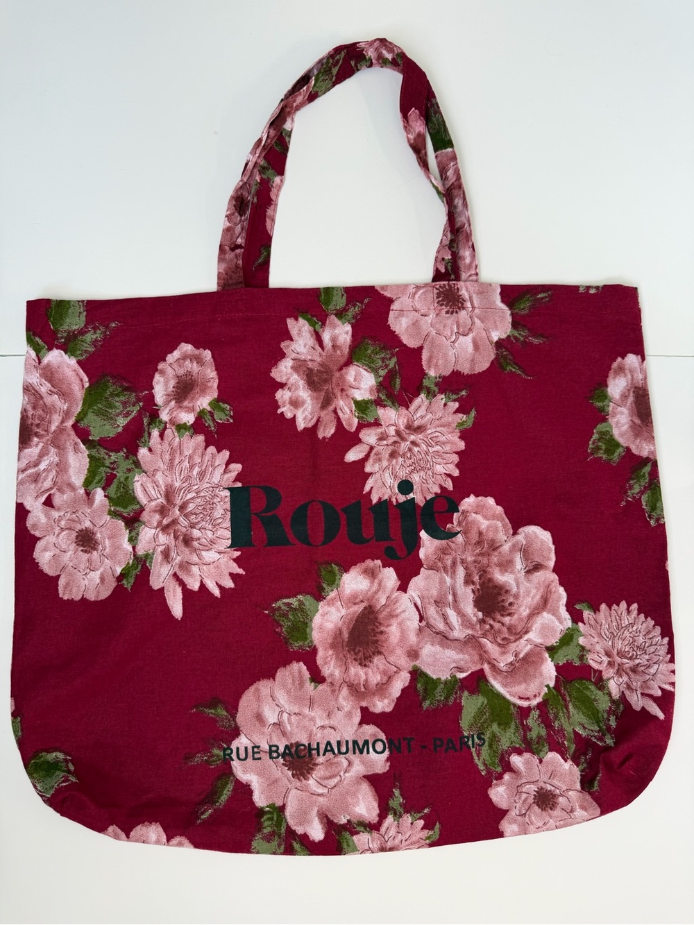 Rouje Paris Large Floral Tote Bag – Burgundy Pink